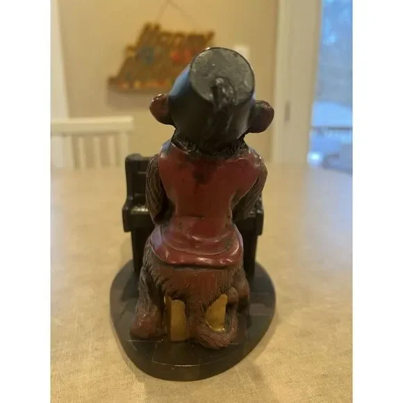 Monkey Statue Playing Piano Vintage 2001 Unique